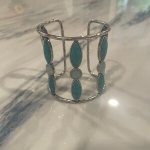 Lucky Brand Silver and Turquoise Cuff Bracelet.